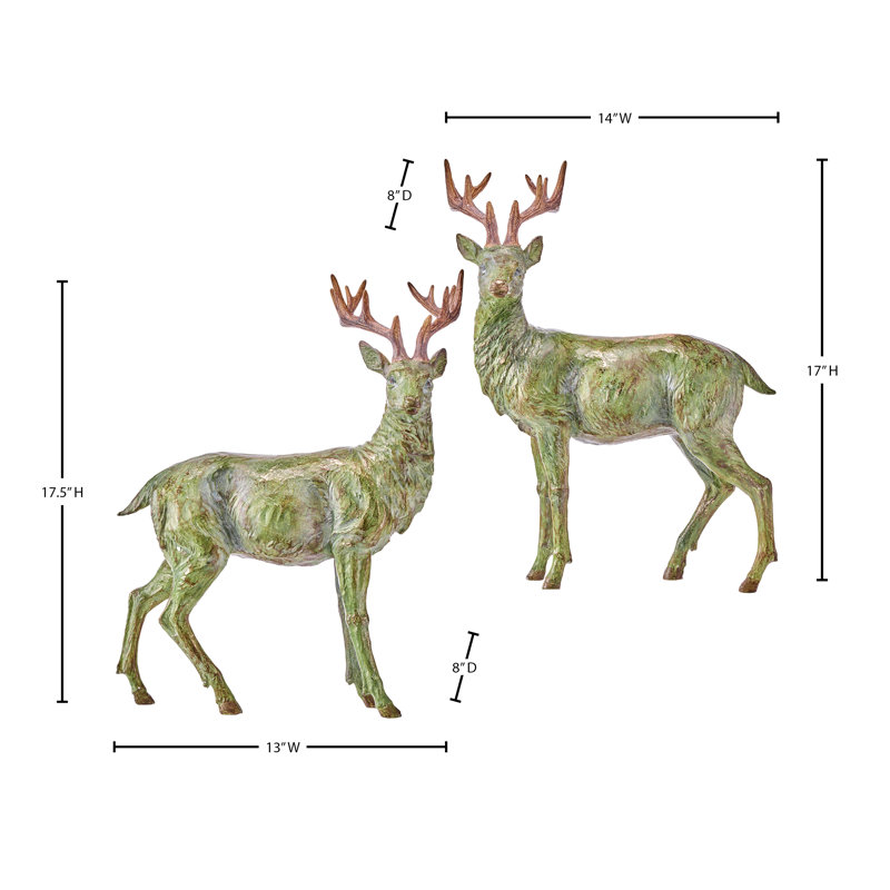 Cerf antique en résine 17,5 po 