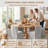Linen Fabric Padded Upholstered Kitchen Chairs Dining Chairs (Set of 6)-1547208250