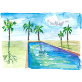 Zen Feeling Infinity Pool With View Of Caribbean Sea Print by Martina Bleichner