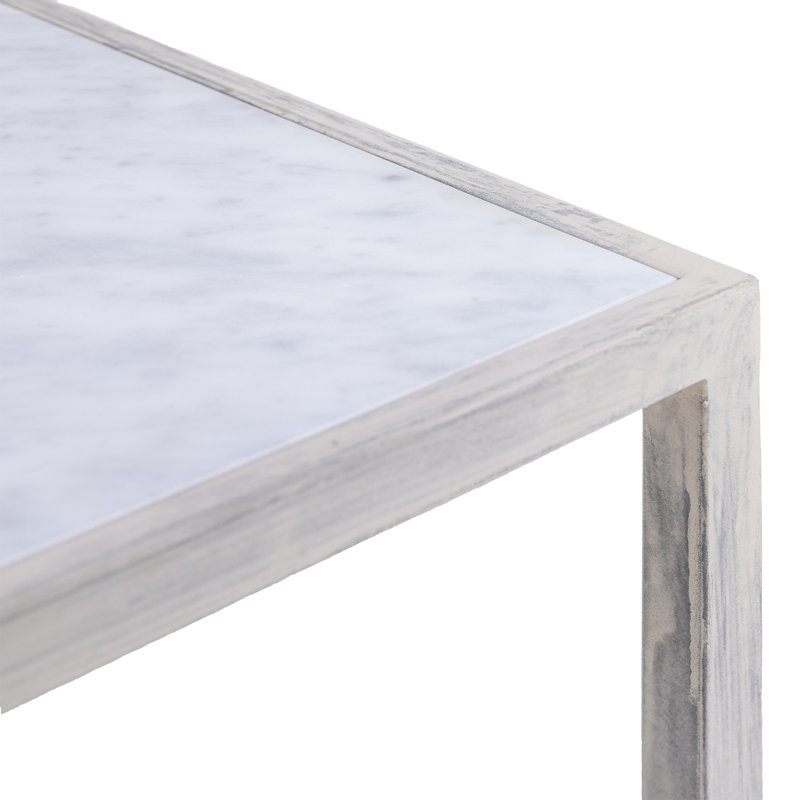 LA Marble Cross Legs End Table, Deep Ocean