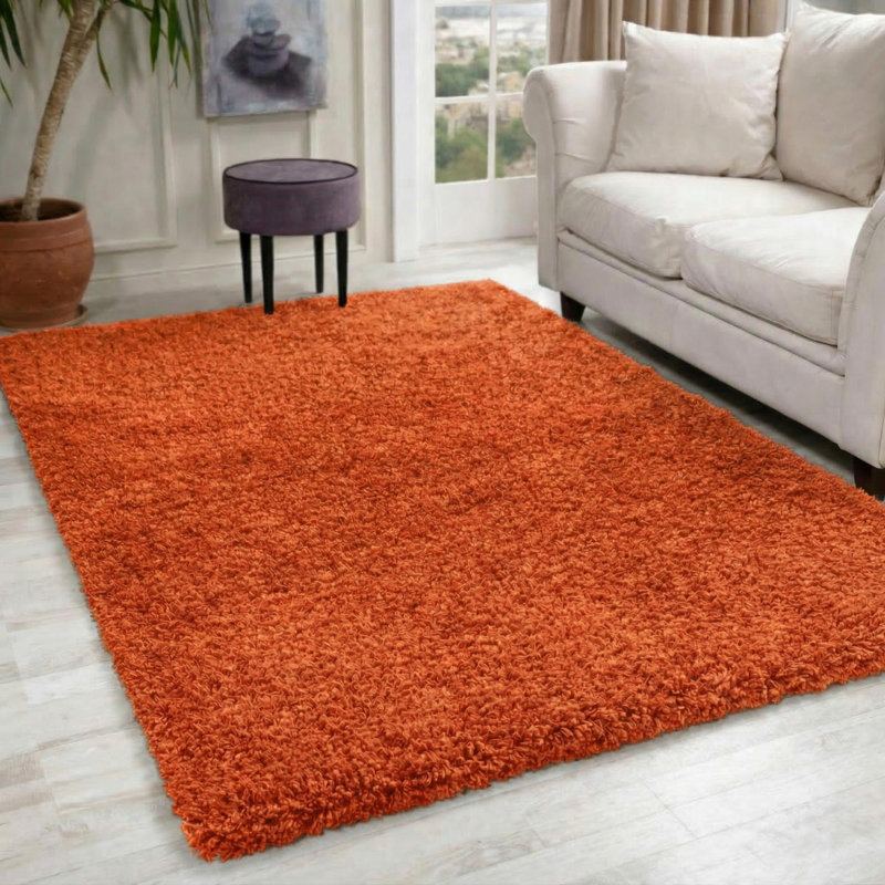 Esterly Orange Shaggy Rug, Rectangle 120 x 170cm