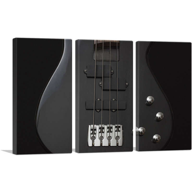 Black Bass Guitare Home Decor - ensemble de 3 reproductions de photos sur toiles tendues, H 40 po x l 60 po x 1,5 po