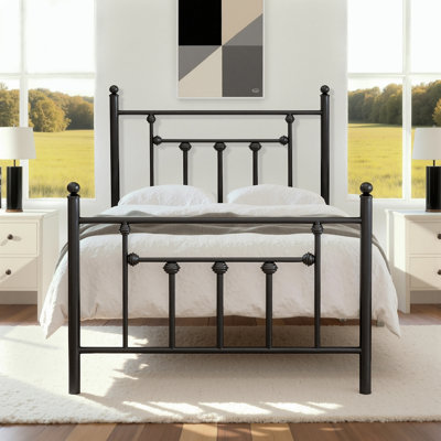 Kempst Twin Size Metal Platform Bed Frame with Headboard and Footboard, Mattress Foundation with Steel Slat Support, Under Bed Storage, No Box Spring Needed, Noise Free
