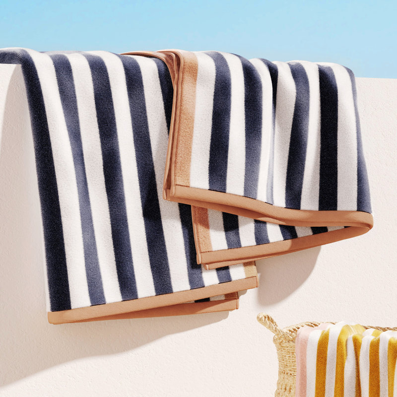 Serviettes de plage surdimensionnées 100% coton, 2, Bleu pierre / argile