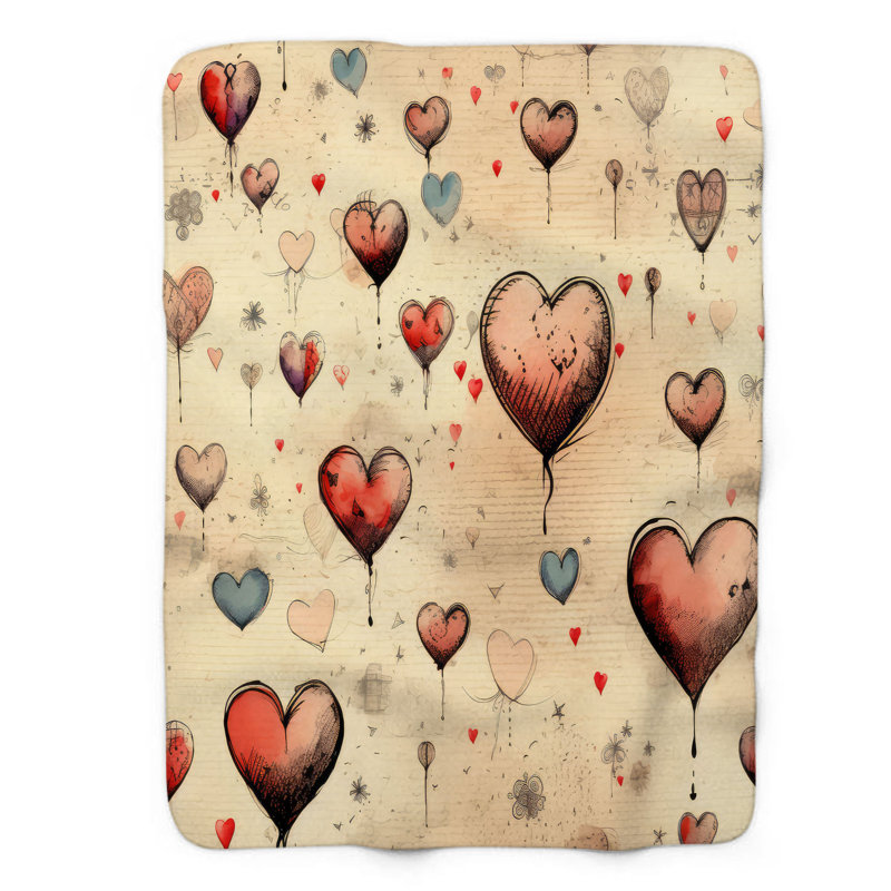 Jeté 1 pièce Sherpa, 50 po x 60 po, Timeless Heart Whispers