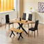 Wooden Dining Table with X-Shaped Iron Legs and 4 Metal Chairs and Bench Modern Dining Set (75cm)-1345792321-1345792322