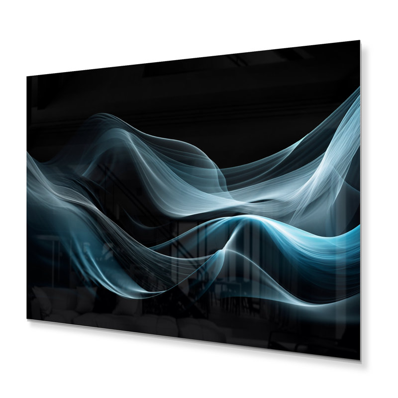 Abstraction contemplative bleue sur fond noir I, H 12 po x l 20 po x P 1 po