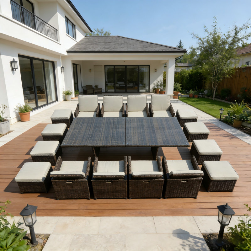Kestner 16 - Person Wicker Patio Dining Set with , Cushions Included