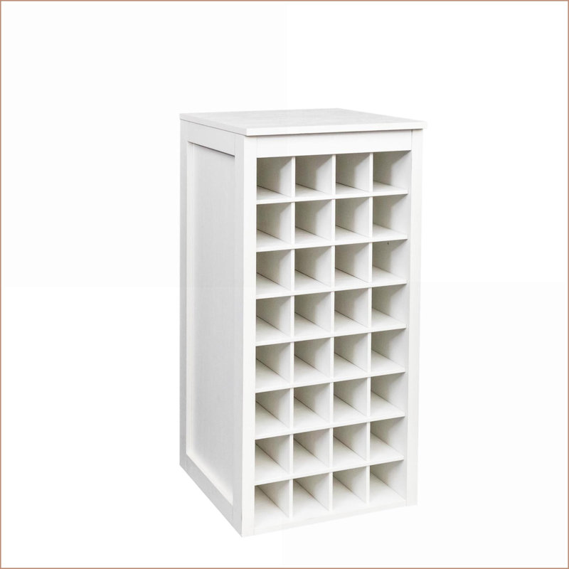 Armoire à vin 32 bouteilles brun, noyer 17,8 po x P 15,95 po x H 35,43 po | Minimaliste | Panneau de particules et panneau de fibres à densité moyenne