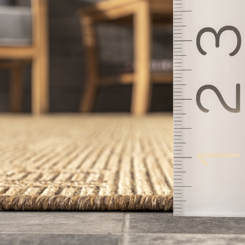 Tapis intérieur / extérieur beige Ramey, Rectangle 6 pi 7 po x 9 pi