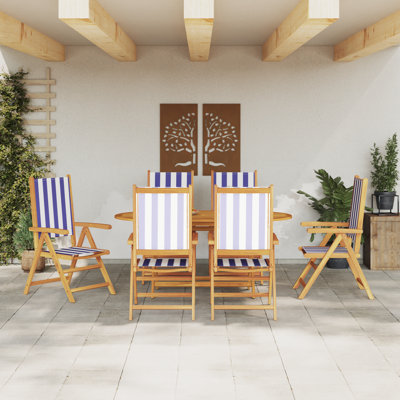 6 - Person Solid Wood Patio Dining Set Rectangular Table
