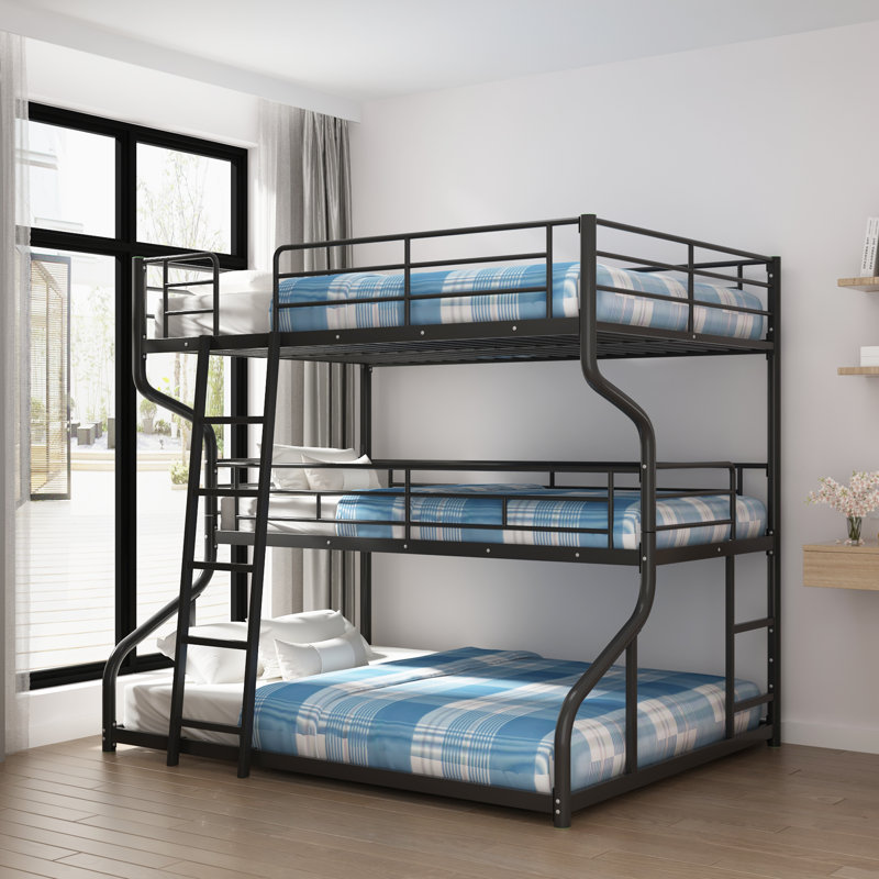 Kids Twin Over Full Over Queen Bunk Bed, Black