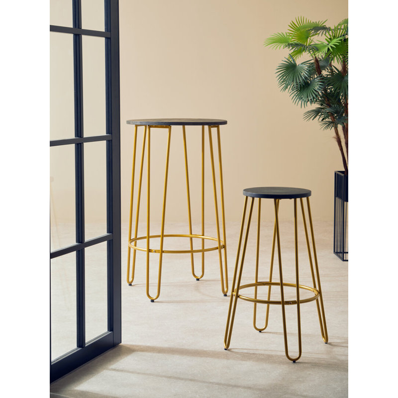 Counter Stool with Metal Frame, Gold