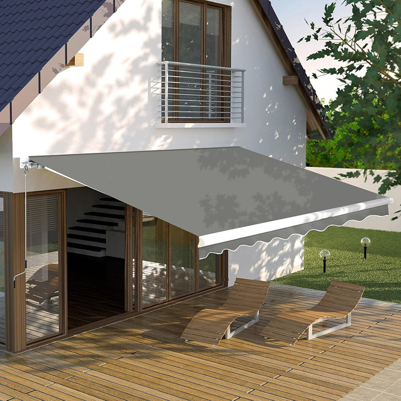 12' X 10' Awnings For Patio, Retractable Awning With Adju...
