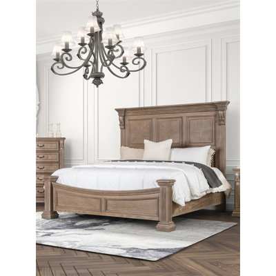 Formal Traditional Look Weathered Oak 1Pc Queen Size Bed Panel Headboard Solidwood Carved Details Bedroom Furniture