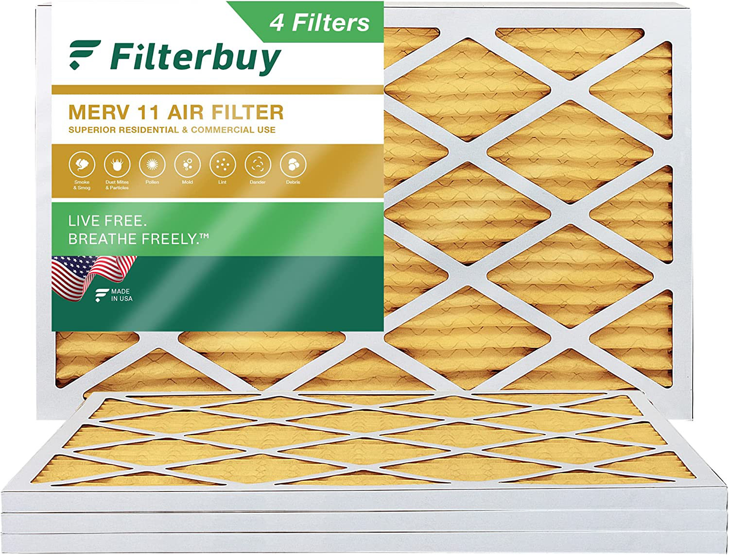 Filterbuy 12x30x1 Air Filter MERV 11, Pleated HVAC AC Furnace Filters ...