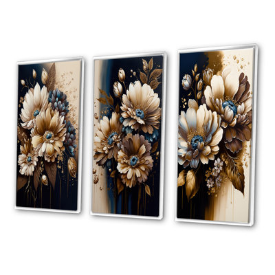 «Brown Daisy Bunch», 3 pièces sur toile