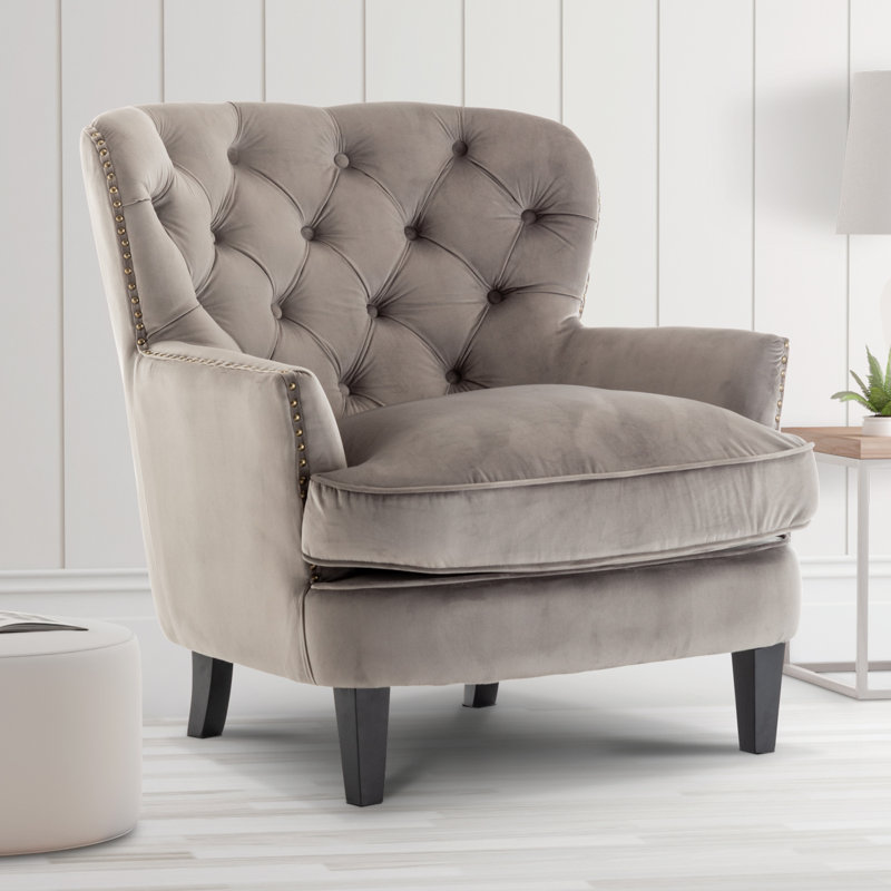 Higgenbotham Armchair, Light Grey Velvet