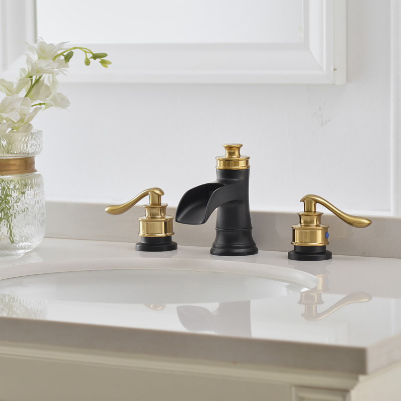 Mounting / Installation Required Single-handle Bathroom Faucet with Drain Assembly, Matte Black/Gold