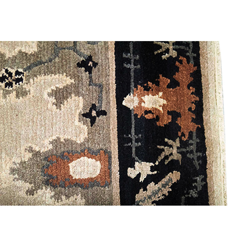 Hand-Knotted High-Quality Gray and Black Area Rug
