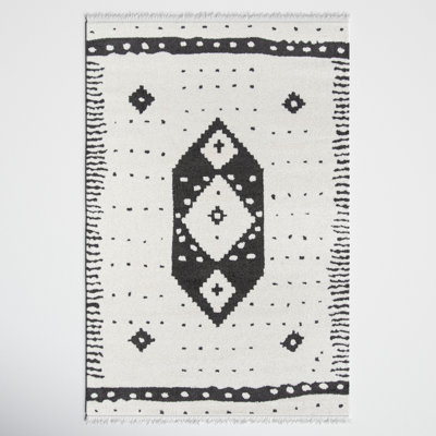 Metro Ivory Black Geometric Rug