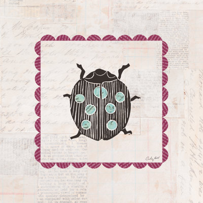 Ladybug Stamp Bright 1 Piece Wrapped Canvas Painting