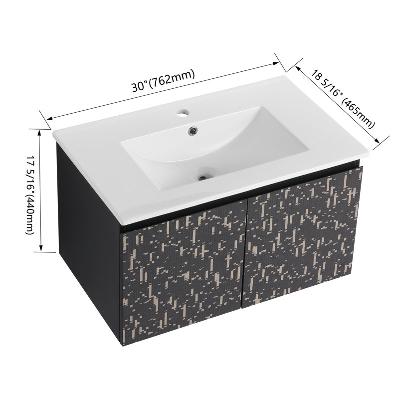 Daschel 30'' Single Bathroom Vanity with Ceramic Top