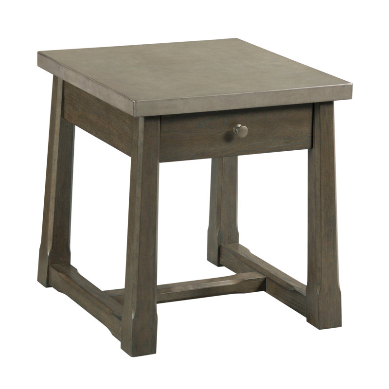 Table de bout à tréteaux en bois massif avec rangement Concezio