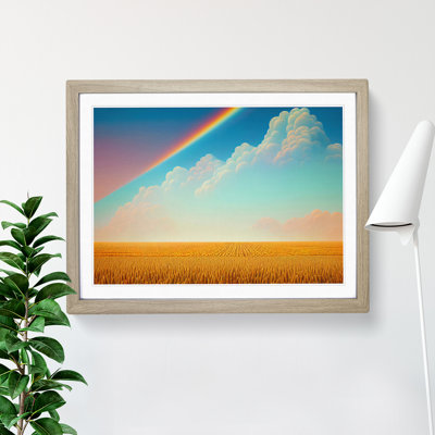 Rainbow Above A Wheat Field - Single Picture Frame Print