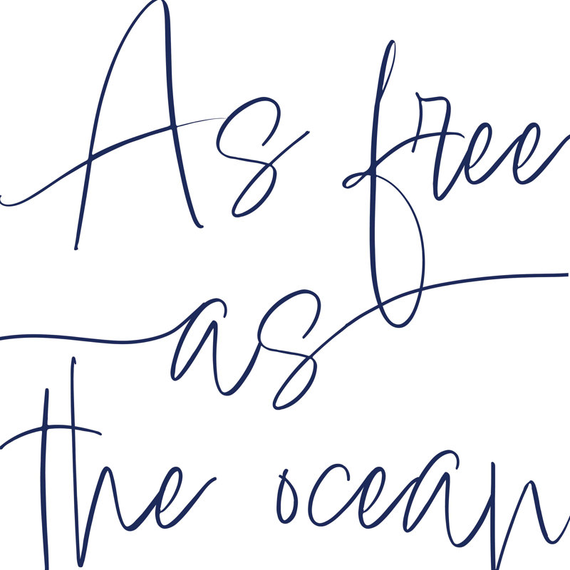 «By the Beach I», art textuel sur toile tendue, H 20 po x l 20 po