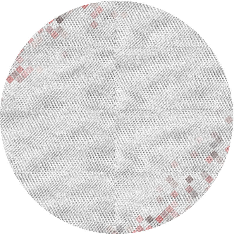 Tapis gris/zone rose à motifs, Rond 5 pi