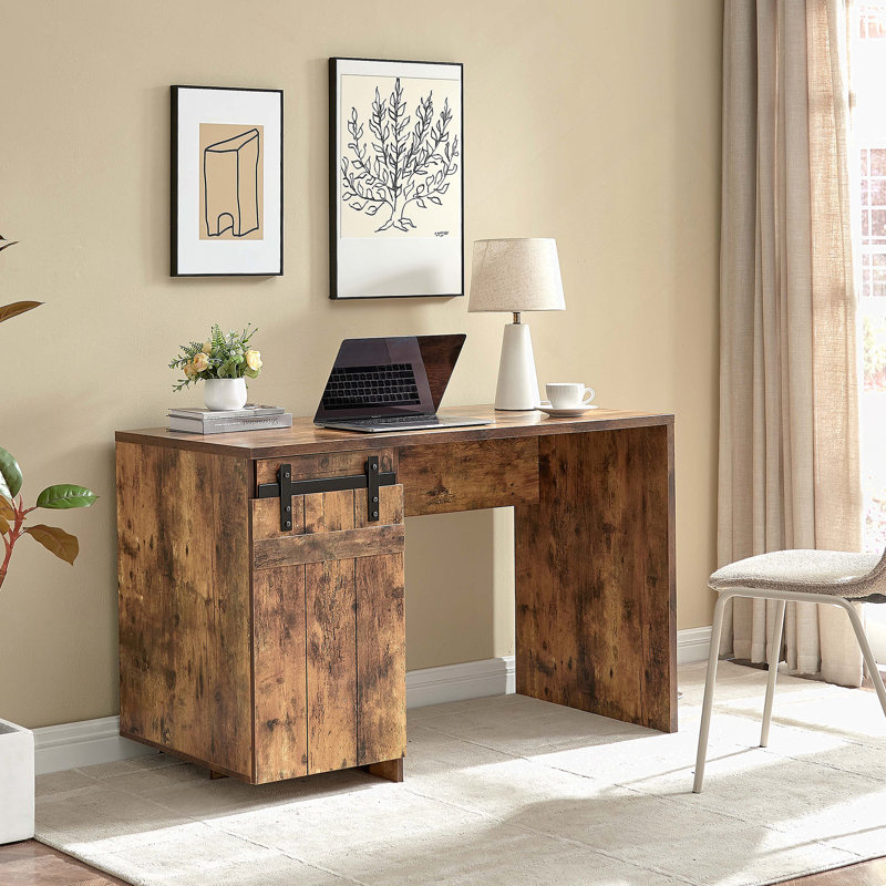 Home Office Desk With Three Shelves, Wood