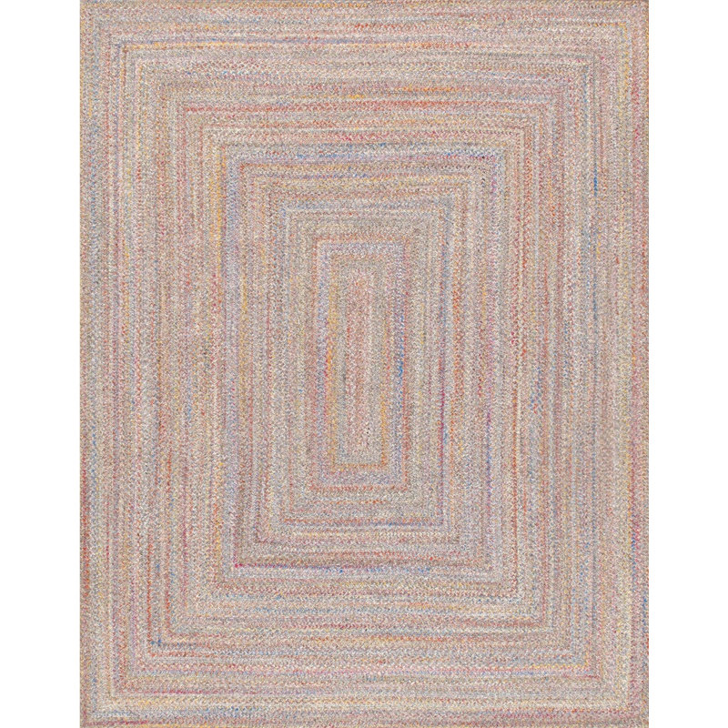 Tapis multicolore géométrique fait à la main en coton / laine 8 pi x 10 pi