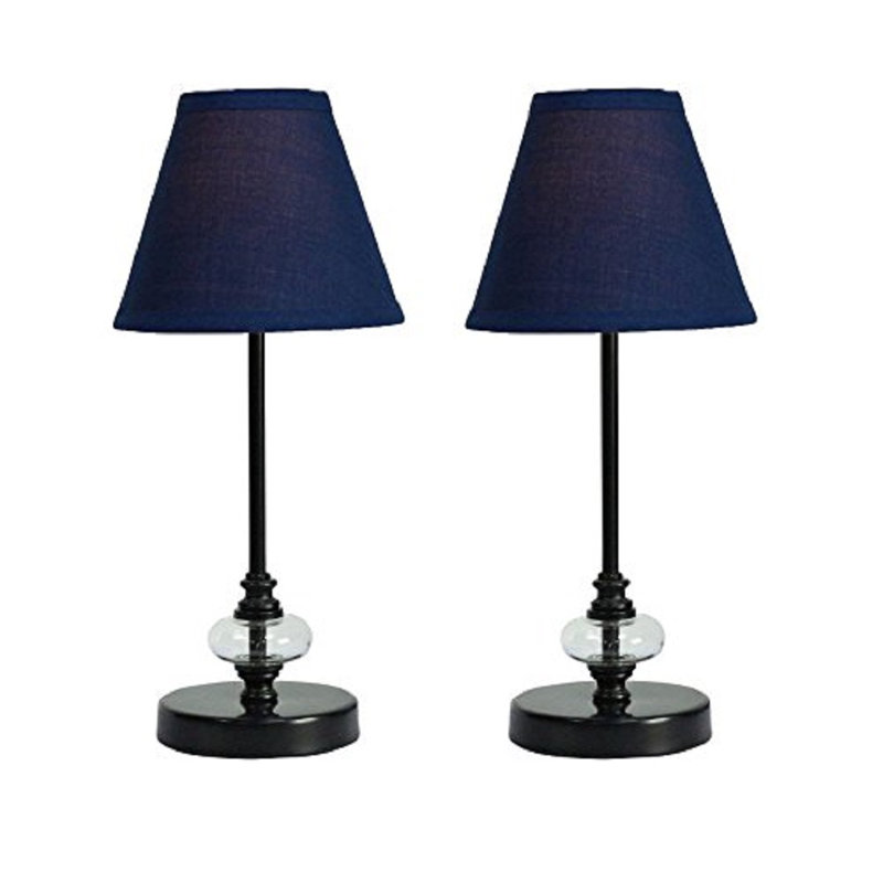 Ensemble de lampe de table 15 po Rothrock, Noir mat, Indigo