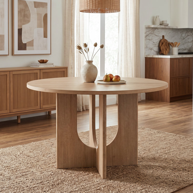 Table de salle à manger ronde avec base en U Harrisonburg, Beige