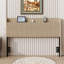 Tête de lit verticale cannelée en bois avec rangement intégré et trou pour câbles, tête de lit autoportante en chêne doré avec supports en acier réglables, tête de lit de style campagnard compatible avec les cadres de lit double et grand lit simple