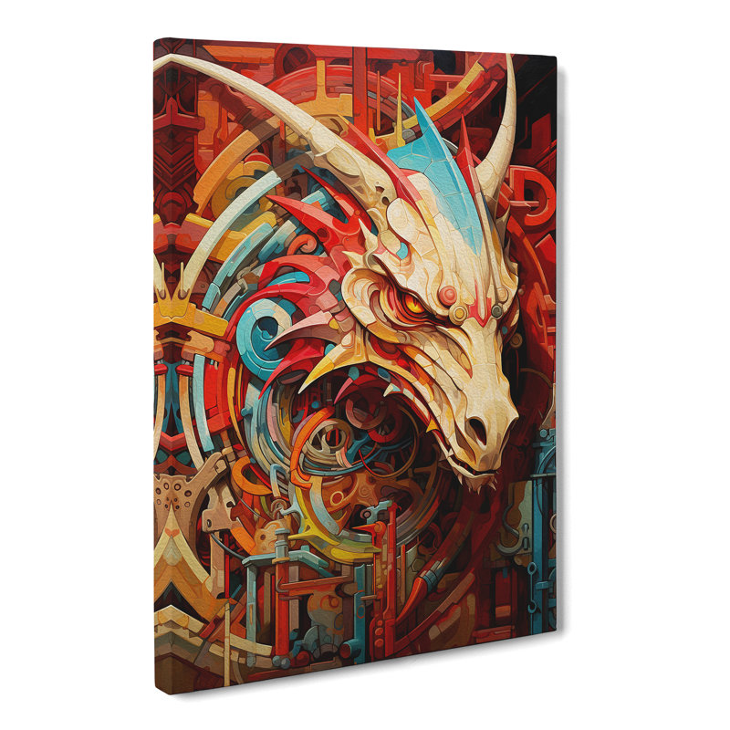 Dragon Constructivism Art - Wrapped Canvas, 50cm H x 35cm W x 3cm D
