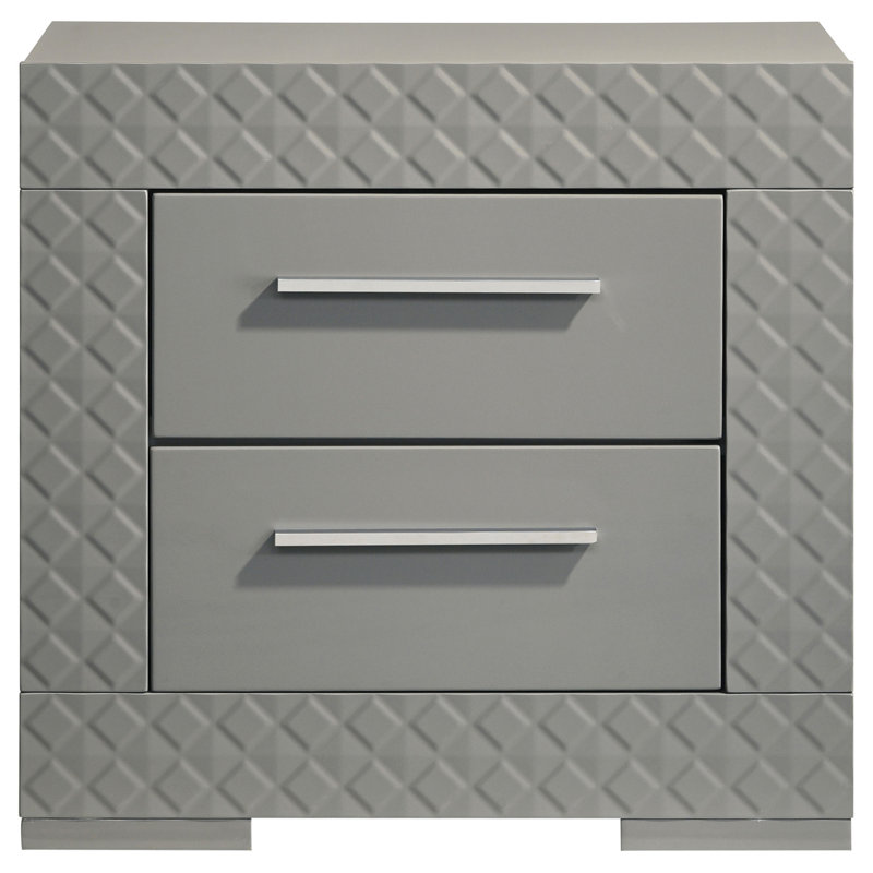 Table de chevet 2 tiroirs Pierce Grey, Gris