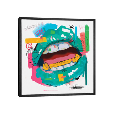 Lips Open Teal by Nuwarhol - Print on Canvas