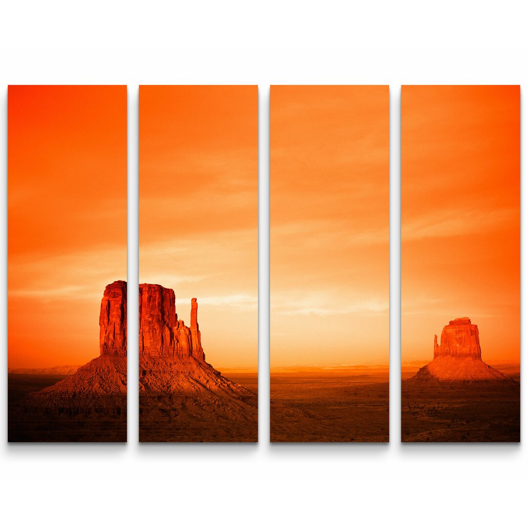 4-tlg. Leinwandbilder-Set Monument Valley bei Sonnenuntergang