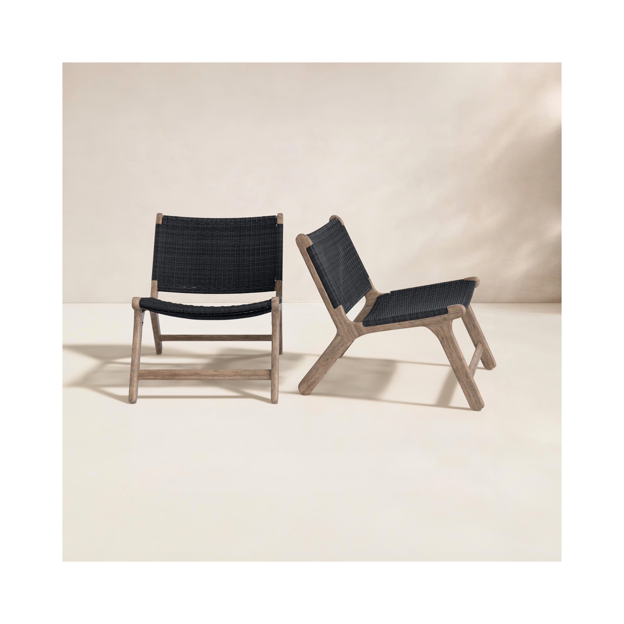 Almira Teak Outdoor Armless Lounge Chair, Navy, Driftwood Teak