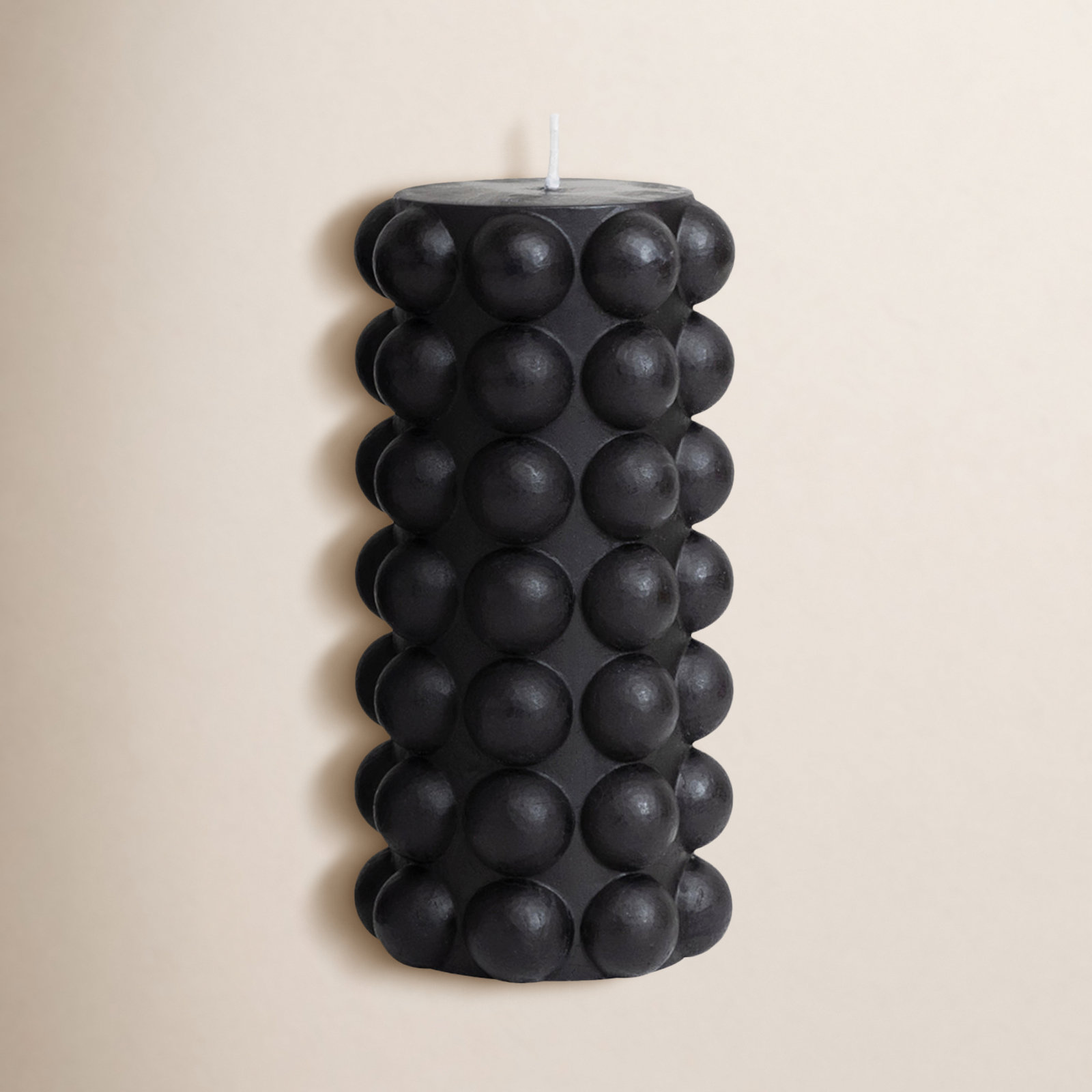 Nessa Unscented Pillar Candle, Black, 6"H x 3"W x 3"D