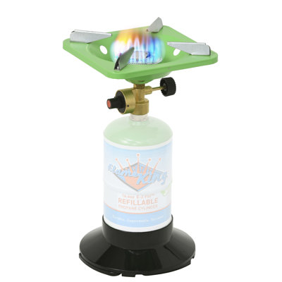Flame King Portable BottleTop Camping Stove with Base Stand, Compatible with 1LB Propane Tanks