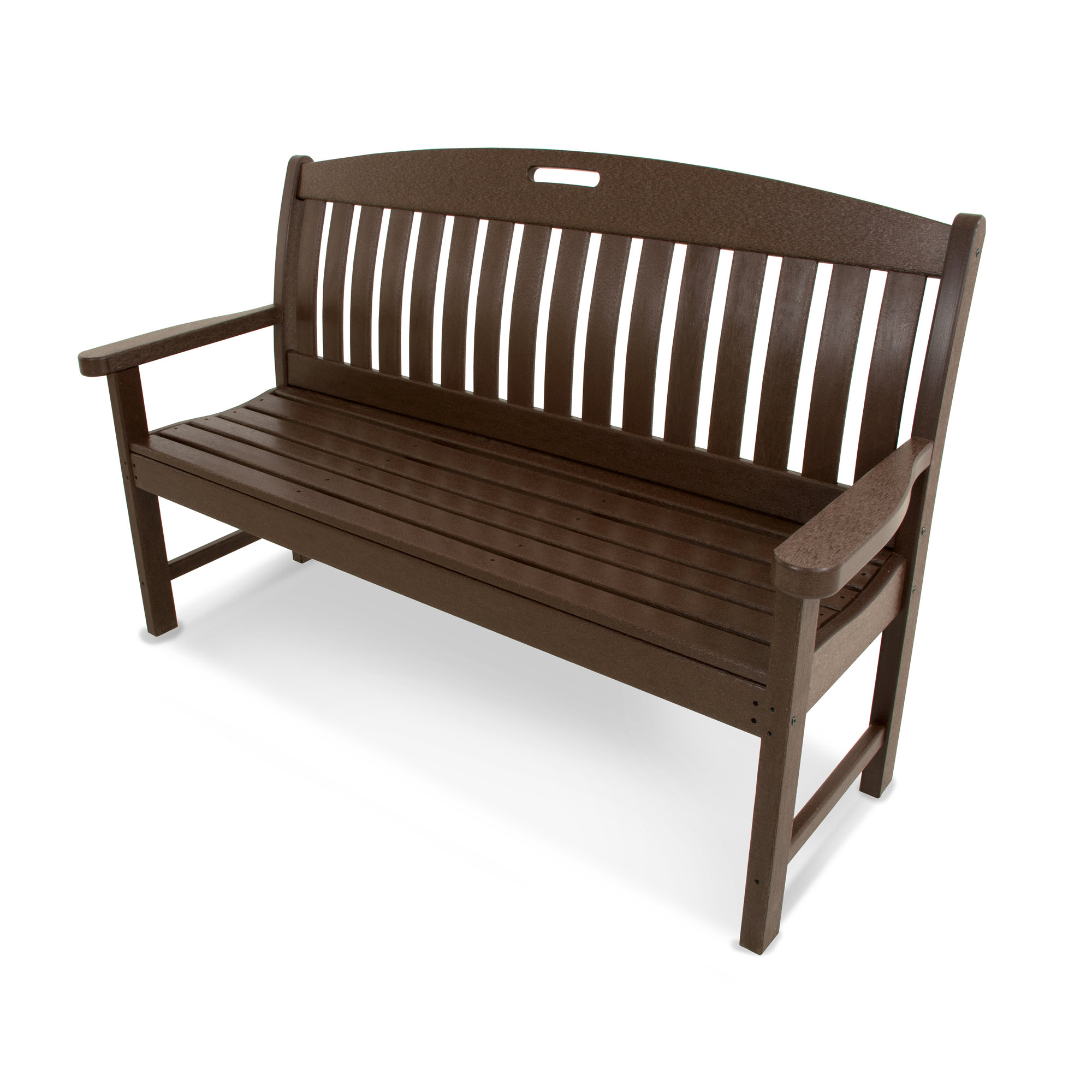 POLYWOOD Nautical Bench, Dark Teak, 37.5" H x 63.75" W x 25" D