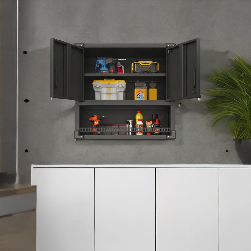 Wall-mounted Tool Storage Cabinet, Black
