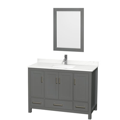 Sheffield 48" Freestanding Single Bathroom Vanity with Quartz Top with 24" Mirror