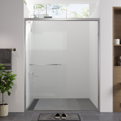 56 - 60" Width Double Sliding Shower Door With 1/4" (6Mm) Tempered Glass, Rust Hardware, American Design For Bathroom Finished Glass Enclosure Easy Installation In