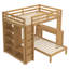 Structure de lits superposés en bois massif avec tablettes intégrées et garde-robe, lit superposé avec lit inférieur démontable et bureau-1166470288-1166470289