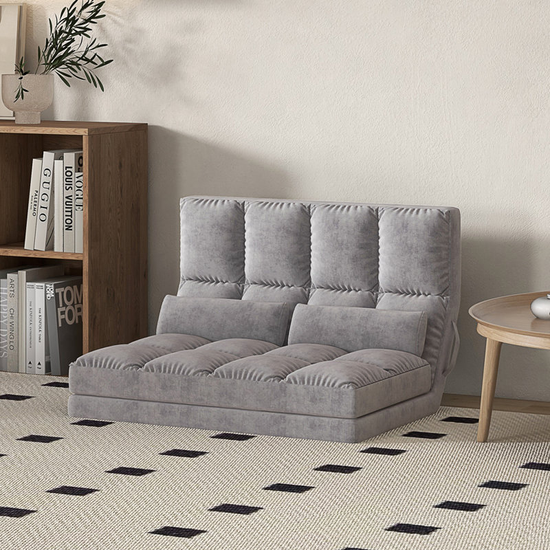 Fauteuil convertible, Polyester gris foncé, H 23,5 po x l 40,25 po x P 28,75 po