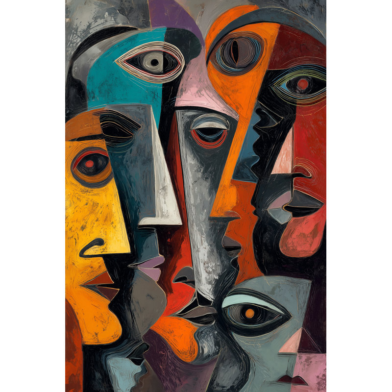 «Cubist Eyes Chœur», art mural sur toile tendue, L 30 po x H 40 po x P 1,5 po